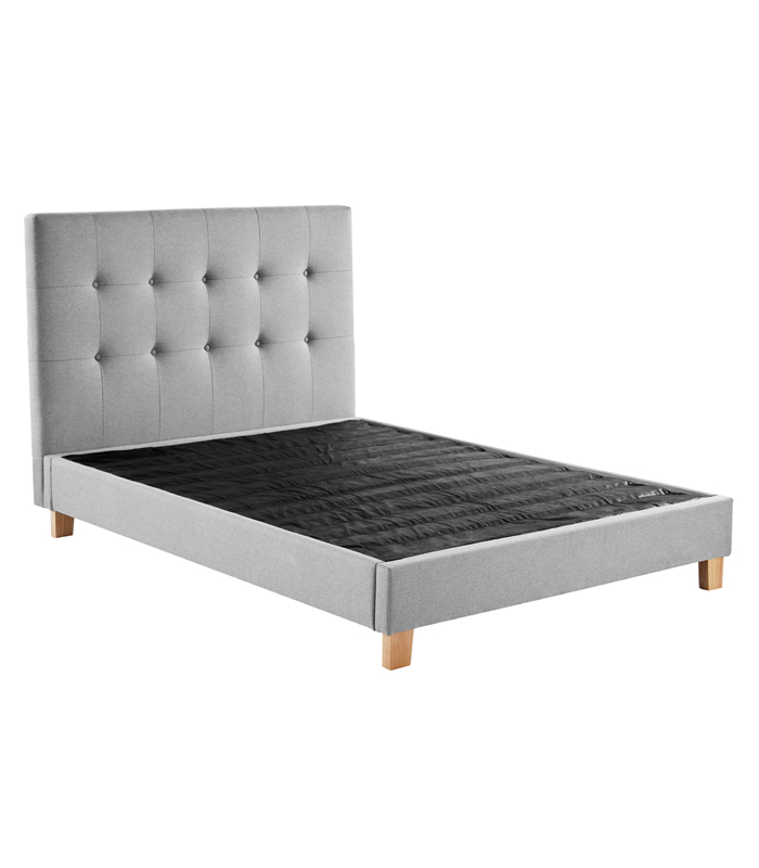 Headboard Single 90cm X 190cm Bed Centre Grey linen Memory Foam Divan Bed Set With Mattress No Drawers 